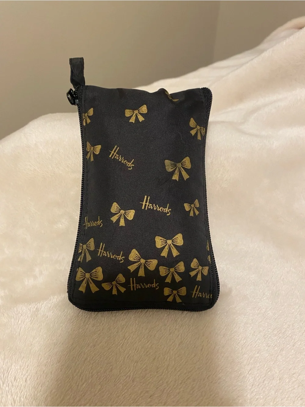 Harrods London Gold Bow Pocket Shopping Bag - Discontinued pattern
